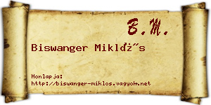 Biswanger Miklós névjegykártya